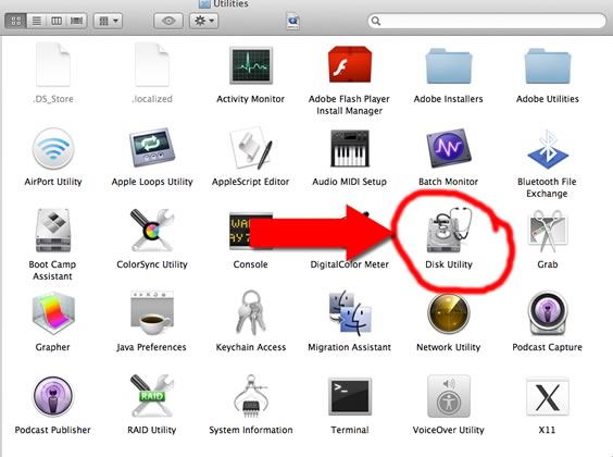 Disk Utility in the Finder